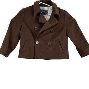 Fillmore American Womans Peacoat Large Rock Double-Breasted Brown Wool Blend